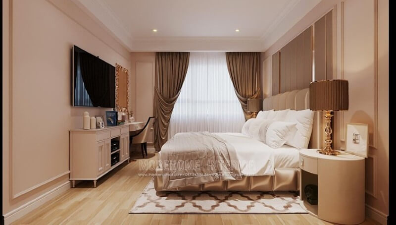 Thiết kế nội thất phòng ngủ chung cư ấn tượng Mẫu nội thất chung cư tân cổ điển