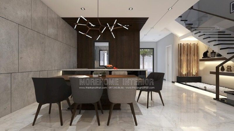 Phong cách trang trí nội thất hiện đại sử dụng tone màu xám là điểm nhấn ấn tượng phù hợp không gian nhà phố, biệt thự.